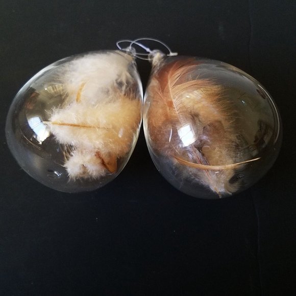 Blown Glass TEARDROP with Feather Ornament, Christmas Holidays - Picture 6 of 8